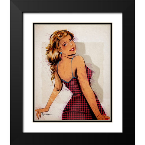 Polka Dot Dress Black Modern Wood Framed Art Print with Double Matting by TMBorenstein