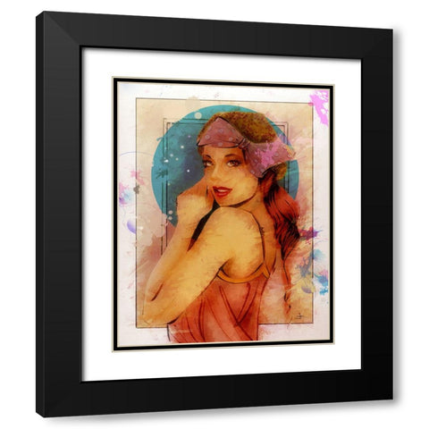 PINK RIBBON Black Modern Wood Framed Art Print with Double Matting by TMBorenstein