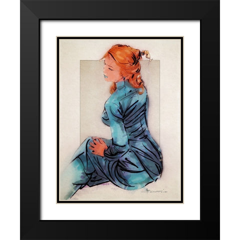 Blueberry Black Modern Wood Framed Art Print with Double Matting by TMBorenstein