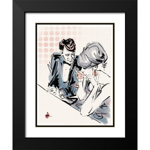 Happy Hour Black Modern Wood Framed Art Print with Double Matting by TMBorenstein