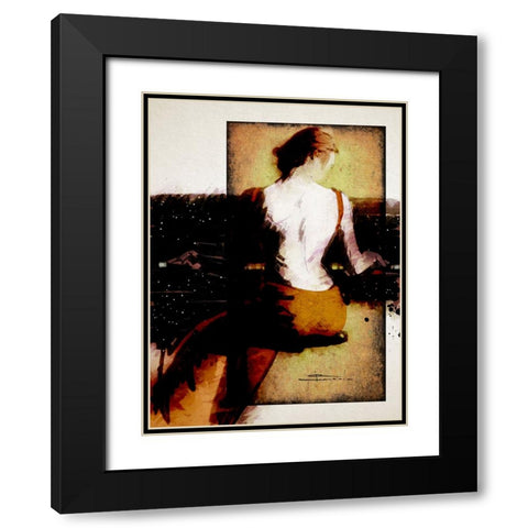 Piano Bar Black Modern Wood Framed Art Print with Double Matting by TMBorenstein