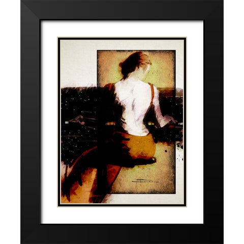 Piano Bar Black Modern Wood Framed Art Print with Double Matting by TMBorenstein