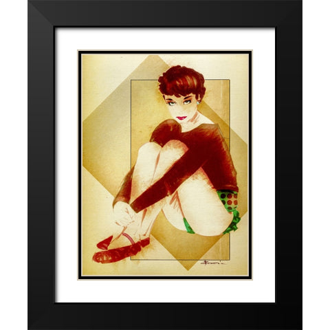 Pixie Black Modern Wood Framed Art Print with Double Matting by TMBorenstein