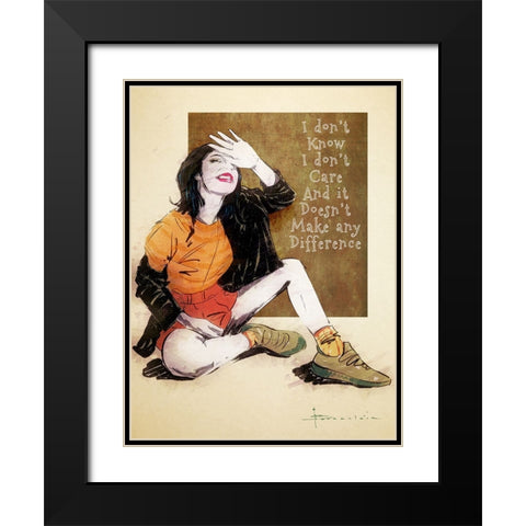 I Dont Care Black Modern Wood Framed Art Print with Double Matting by TMBorenstein