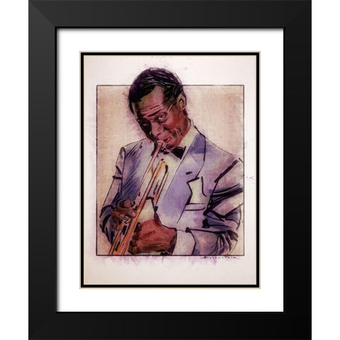 Jazz Man Black Modern Wood Framed Art Print with Double Matting by TMBorenstein