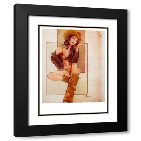 Howdy Black Modern Wood Framed Art Print with Double Matting by TMBorenstein