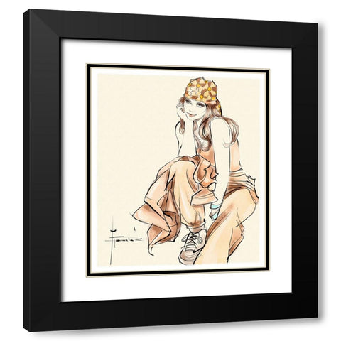 Chillin Black Modern Wood Framed Art Print with Double Matting by TMBorenstein