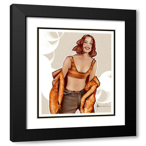 Cinnamon Girl Black Modern Wood Framed Art Print with Double Matting by TMBorenstein
