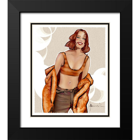 Cinnamon Girl Black Modern Wood Framed Art Print with Double Matting by TMBorenstein