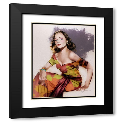 Fem Noir Black Modern Wood Framed Art Print with Double Matting by TMBorenstein