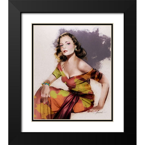 Fem Noir Black Modern Wood Framed Art Print with Double Matting by TMBorenstein