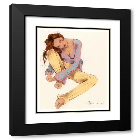 Hanging Out Black Modern Wood Framed Art Print with Double Matting by TMBorenstein