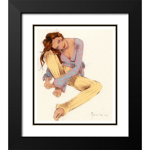 Hanging Out Black Modern Wood Framed Art Print with Double Matting by TMBorenstein