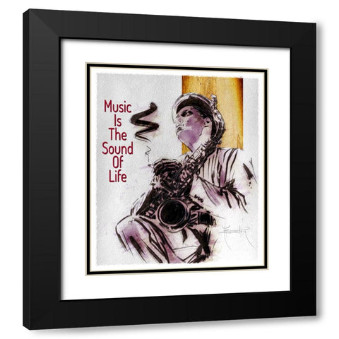 Sound Of Life Black Modern Wood Framed Art Print with Double Matting by TMBorenstein