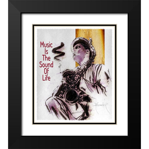 Sound Of Life Black Modern Wood Framed Art Print with Double Matting by TMBorenstein