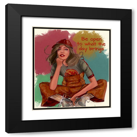 Be Open Black Modern Wood Framed Art Print with Double Matting by TMBorenstein