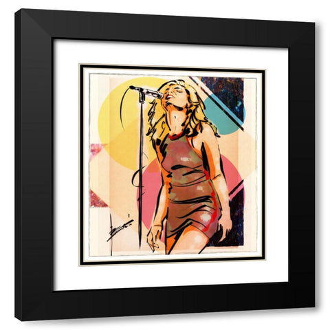 42 Rocker Girl Black Modern Wood Framed Art Print with Double Matting by TMBorenstein
