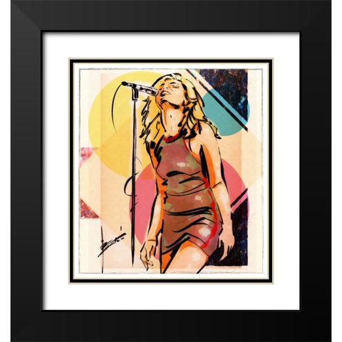 42 Rocker Girl Black Modern Wood Framed Art Print with Double Matting by TMBorenstein