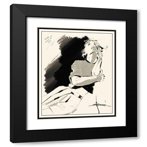 46 Thinking Black Modern Wood Framed Art Print with Double Matting by TMBorenstein