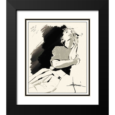 46 Thinking Black Modern Wood Framed Art Print with Double Matting by TMBorenstein