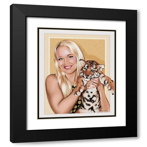 53 Tiger Girl Black Modern Wood Framed Art Print with Double Matting by TMBorenstein