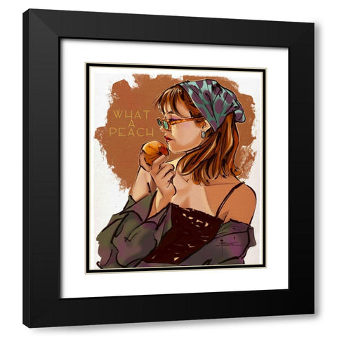 58 What A Peach Black Modern Wood Framed Art Print with Double Matting by TMBorenstein