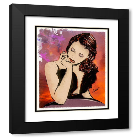 59 What Are You Thinking Black Modern Wood Framed Art Print with Double Matting by TMBorenstein