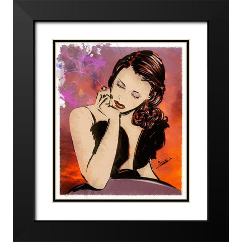 59 What Are You Thinking Black Modern Wood Framed Art Print with Double Matting by TMBorenstein