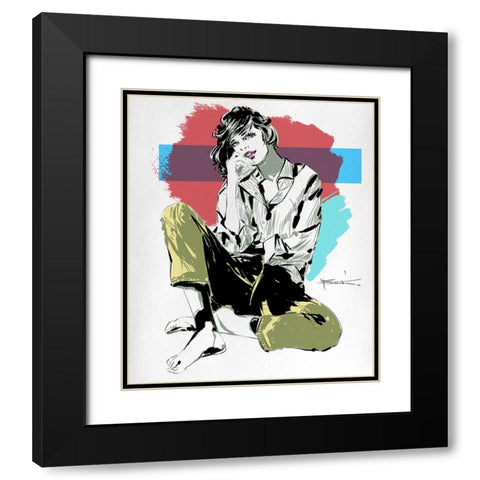 Calliope Black Modern Wood Framed Art Print with Double Matting by TMBorenstein