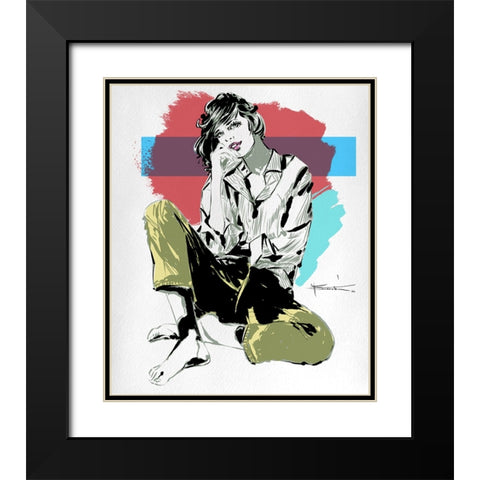 Calliope Black Modern Wood Framed Art Print with Double Matting by TMBorenstein