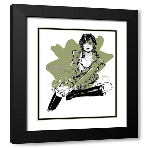 Evening 2 Black Modern Wood Framed Art Print with Double Matting by TMBorenstein