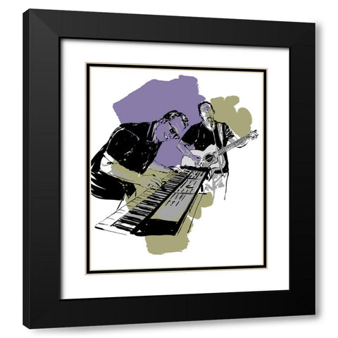 Music Night Black Modern Wood Framed Art Print with Double Matting by TMBorenstein