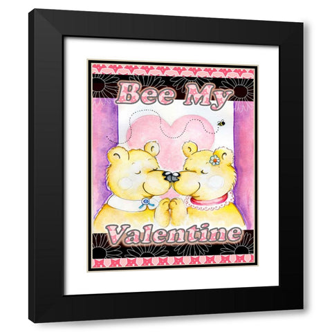 Bee My Valentine Black Modern Wood Framed Art Print with Double Matting by Wade, Valarie