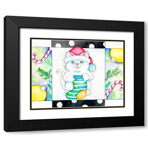 Christmas Socks Black Modern Wood Framed Art Print with Double Matting by Wade, Valarie