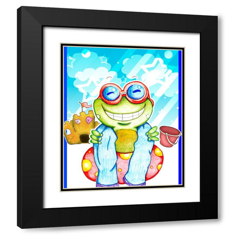 Summer Froggy Black Modern Wood Framed Art Print with Double Matting by Wade, Valarie
