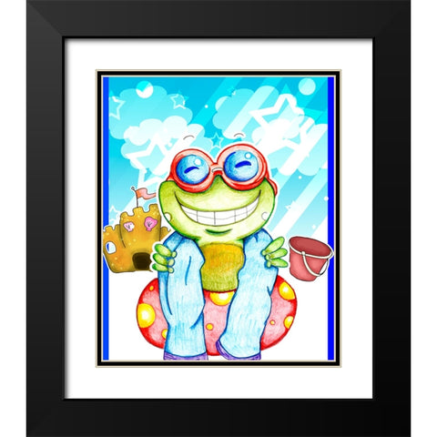 Summer Froggy Black Modern Wood Framed Art Print with Double Matting by Wade, Valarie