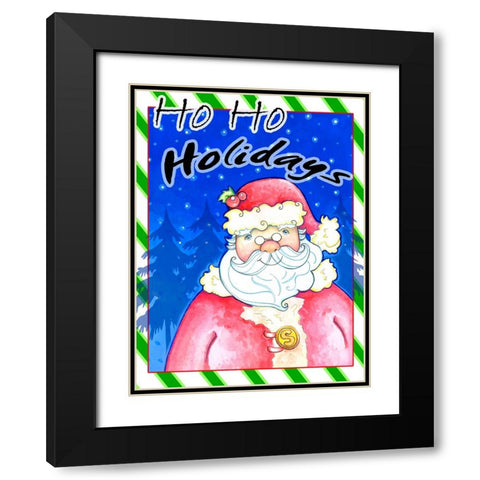 Ho Ho Holidays Black Modern Wood Framed Art Print with Double Matting by Wade, Valarie
