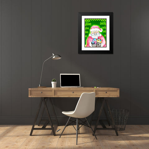 Holly Jolly Santa Black Modern Wood Framed Art Print with Double Matting by Wade, Valarie