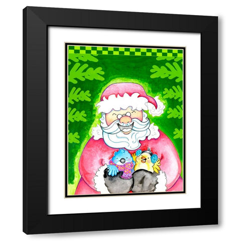 Holly Jolly Santa Black Modern Wood Framed Art Print with Double Matting by Wade, Valarie