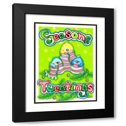 Seasons Tweetings Black Modern Wood Framed Art Print with Double Matting by Wade, Valarie