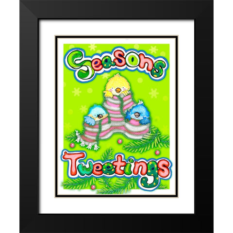 Seasons Tweetings Black Modern Wood Framed Art Print with Double Matting by Wade, Valarie