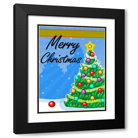 Christmas Tree Black Modern Wood Framed Art Print with Double Matting by Wade, Valarie