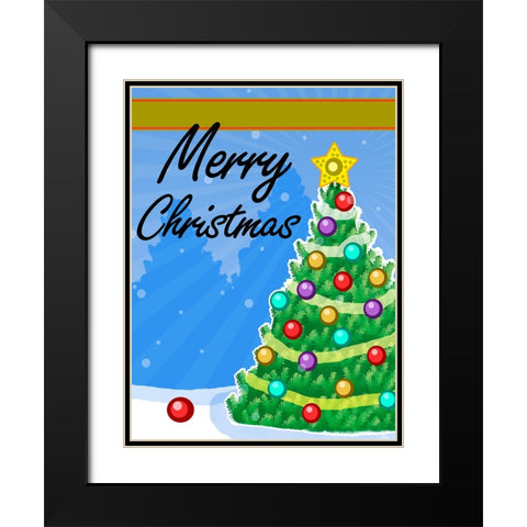 Christmas Tree Black Modern Wood Framed Art Print with Double Matting by Wade, Valarie