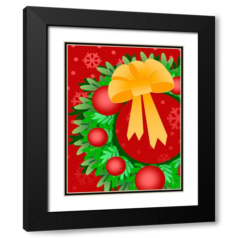 Wreath Black Modern Wood Framed Art Print with Double Matting by Wade, Valarie