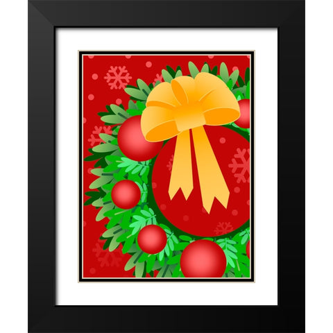 Wreath Black Modern Wood Framed Art Print with Double Matting by Wade, Valarie