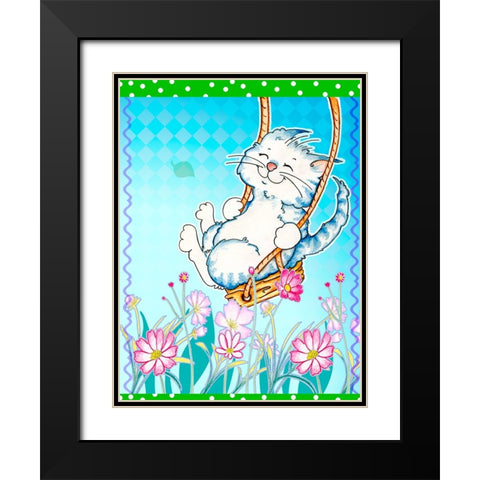 Spring Swing Black Modern Wood Framed Art Print with Double Matting by Wade, Valarie