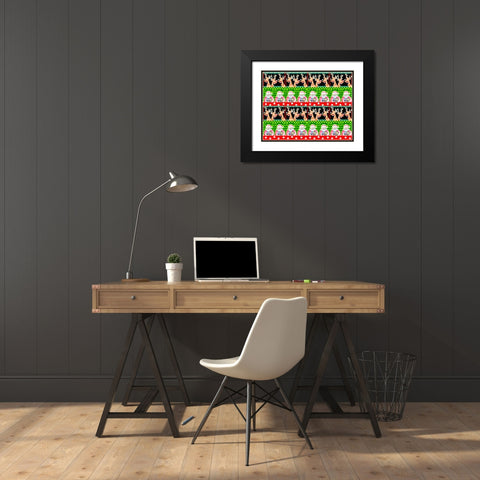 Christmas Pattern 1 Black Modern Wood Framed Art Print with Double Matting by Wade, Valarie