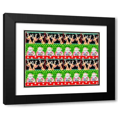 Christmas Pattern 1 Black Modern Wood Framed Art Print with Double Matting by Wade, Valarie