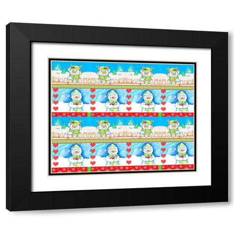 Christmas Pattern 2 Black Modern Wood Framed Art Print with Double Matting by Wade, Valarie