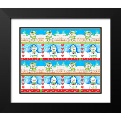 Christmas Pattern 2 Black Modern Wood Framed Art Print with Double Matting by Wade, Valarie
